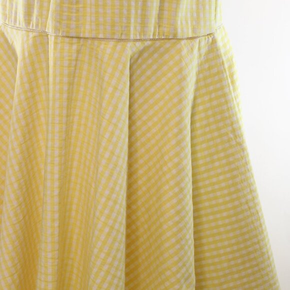 Simkhai Gingham Ruffle V-Neck Yellow Size 10R - Picture 10 of 12